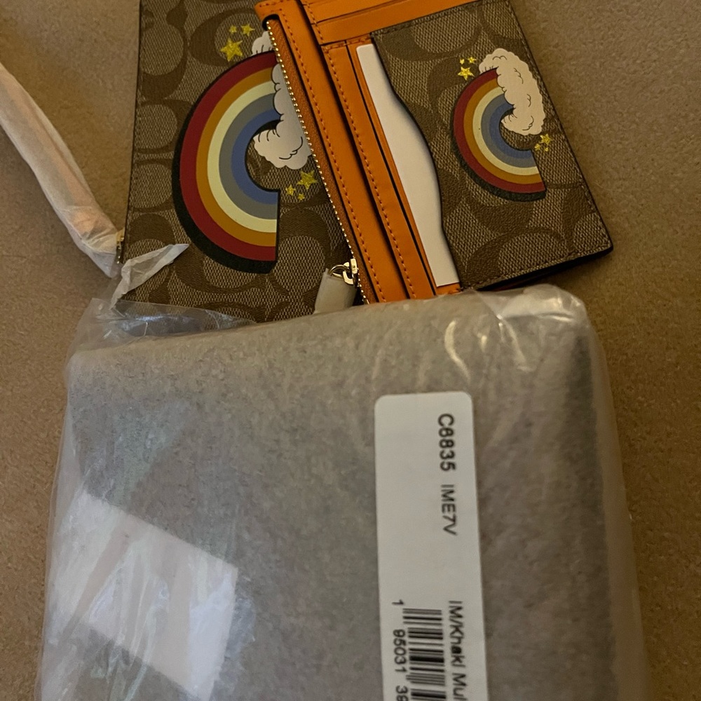 NWT! Coach Signature Rainbow Mini bucket bag 3 set - Picture 8 of 14